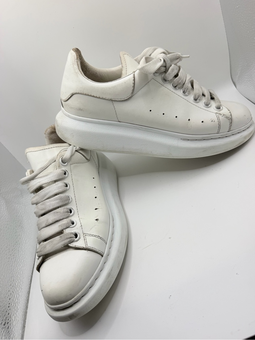 Alexander McQueen White Platform Leather Sneakers